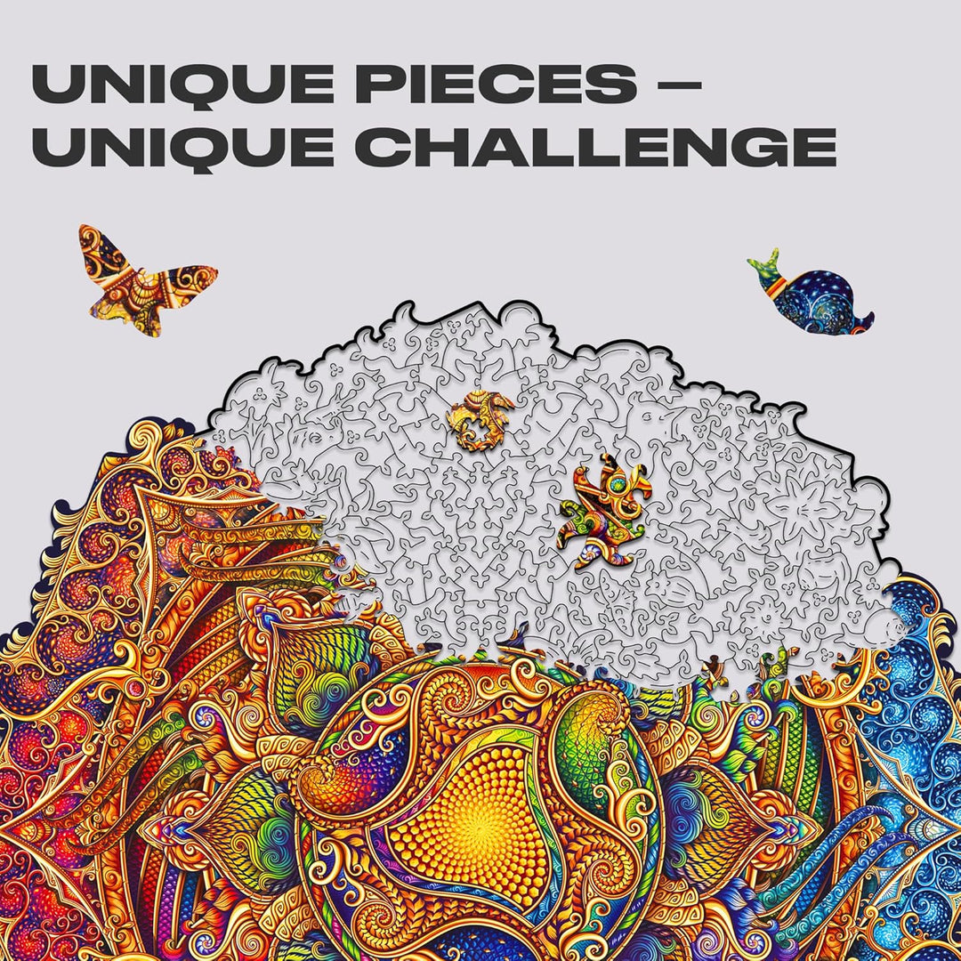 UNIDRAGON Original Holzpuzzle — Mandala Inexhaustible Abundance, 700 Teile, Royal Grösse 17.7x17.7 Z