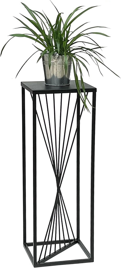 DanDiBo Blumenhocker Metall Schwarz Eckig 70-100 cm Blumenständer Beistelltisch Blumensäule Design M