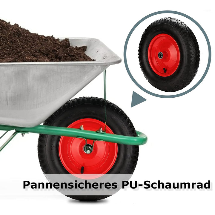 Gimisgu 4x Schubkarrenrad luftbereift 4.80/4.00-8 Ø 390mm PU Gummirad mit Achse 200 kg Tragkraft Ers