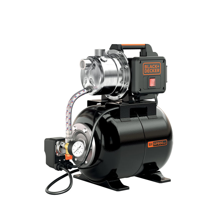 BLACK+DECKER BXGP800XBE Selbstansaugende Pumpe mit Behälter für Klarwasser (800 W, max. Förderleistu