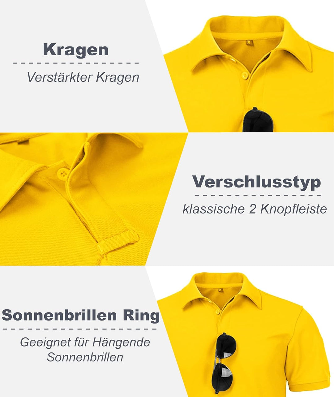 igeekwell Poloshirt Herren Kurzarm Atmungsaktives Golf-Polo-Hemd Summer Poloshirts Männer mit Brille