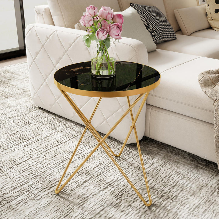 Couchtisch, Beistelltisch rund, Wohnzimmertisch, Kleiner Tisch, Sofatisch für Wohnzimmer, Schwarz Go