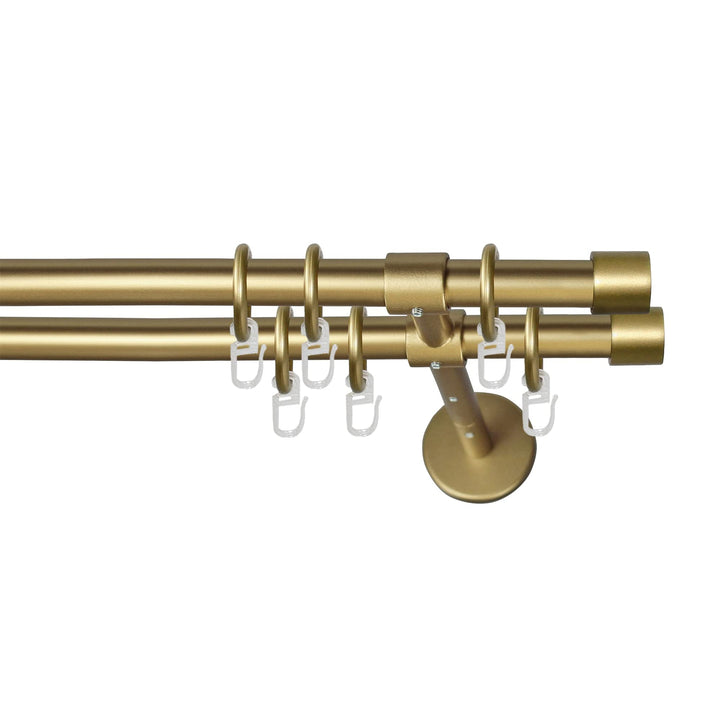 Garesa Gardinenstange Rustika Ø 16mm, 2-läufig, Gold, matt I Rustikale Vorhangstange aus Metall inkl