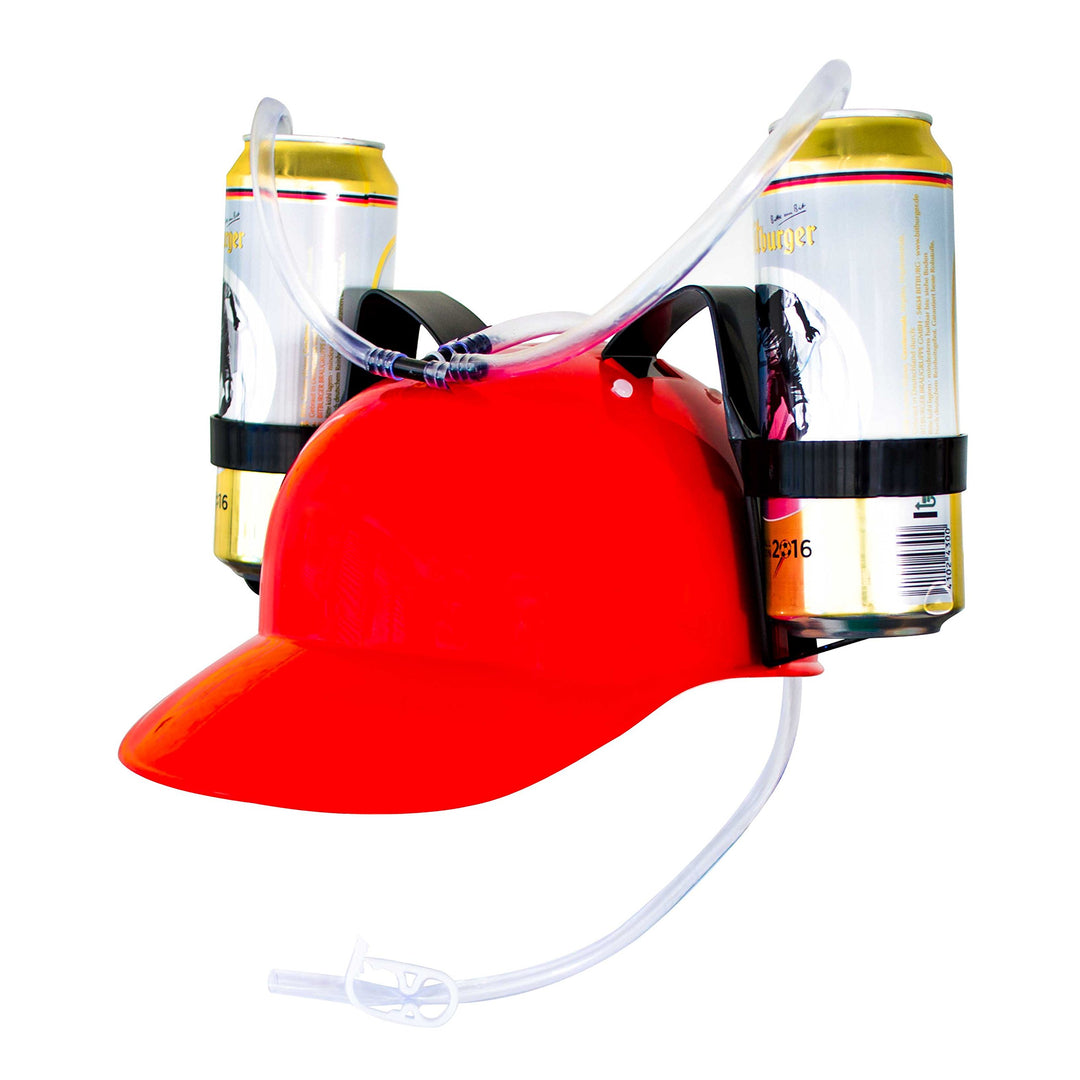 Trinkhelm 2 Dosen oder Flaschen - Rot ca. 27 x 18 x 13 cm - Bierhelm Getränkespender für Partys und
