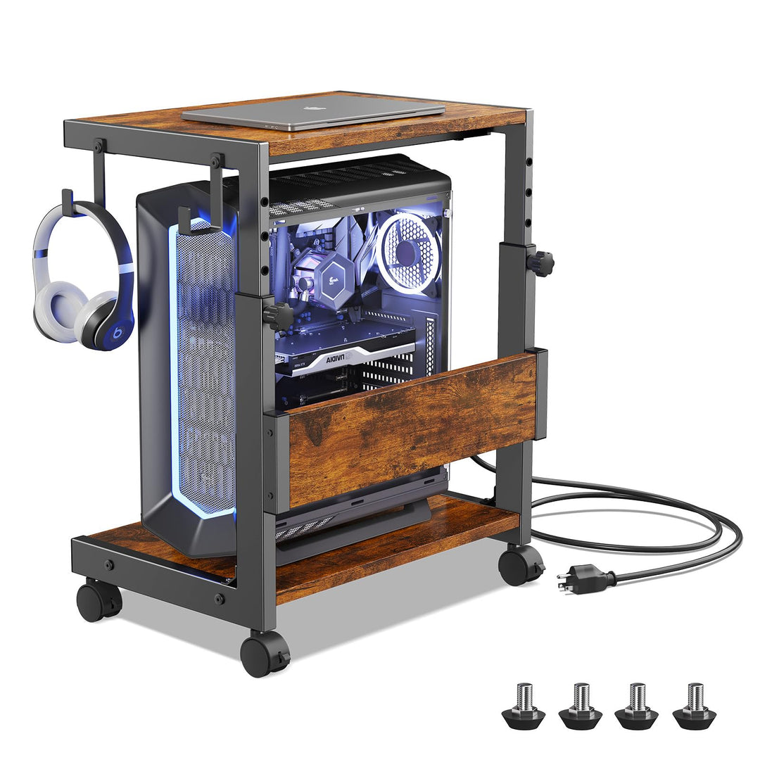 Höhenverstellbarer Computer-Tower-Ständer mit 2-stöckigem ATX-Gehäuse, bodenstehender Computerstände