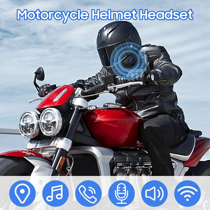 Motorrad Bluetooth Headset, Motorradhelm Headset mit Sprachassistent, Helm Headset Kommunikationssys
