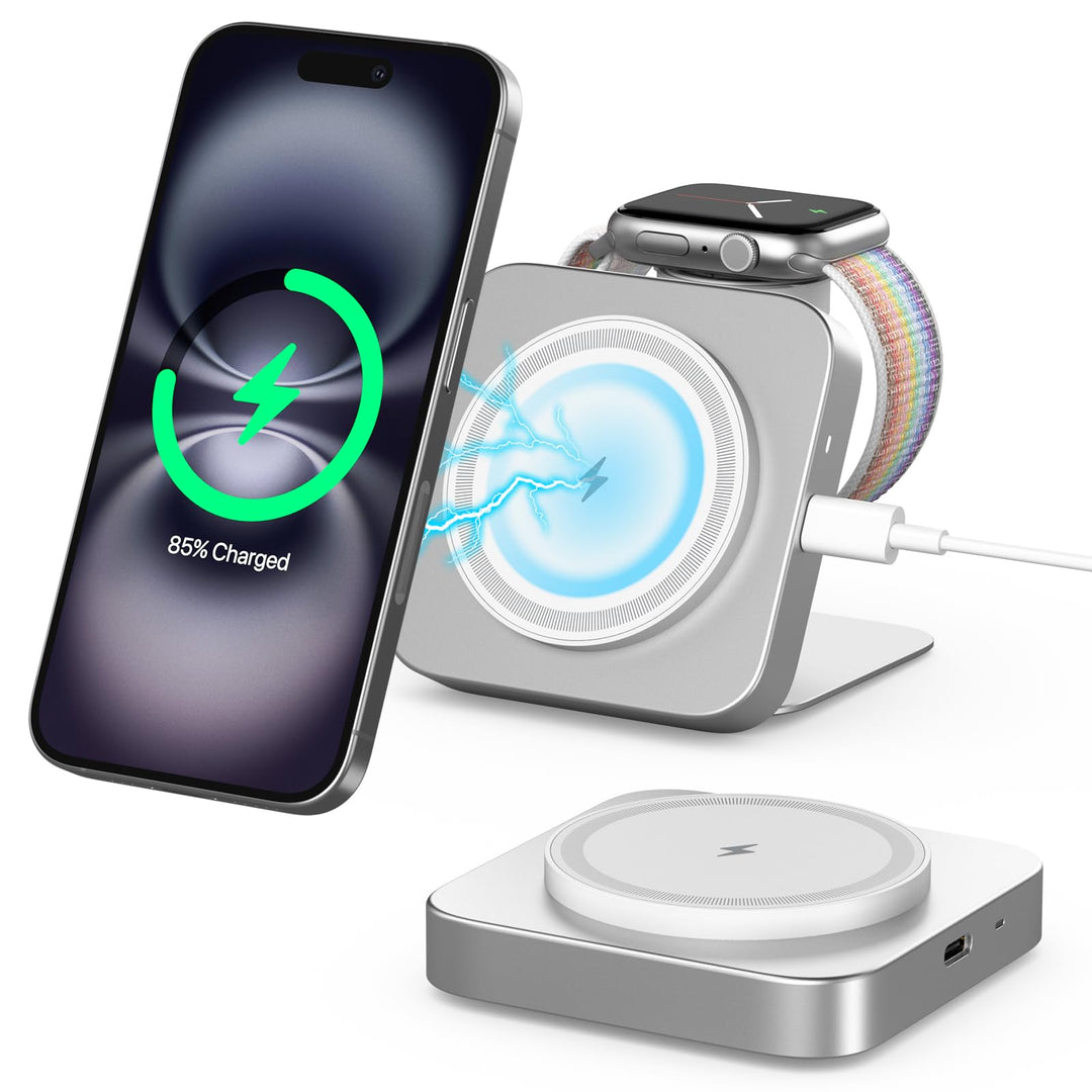 Mag-Safe Ladestation,Tragbare Ladegerät für Apple Watch und iPhone, induktive Ladestation für Reisen