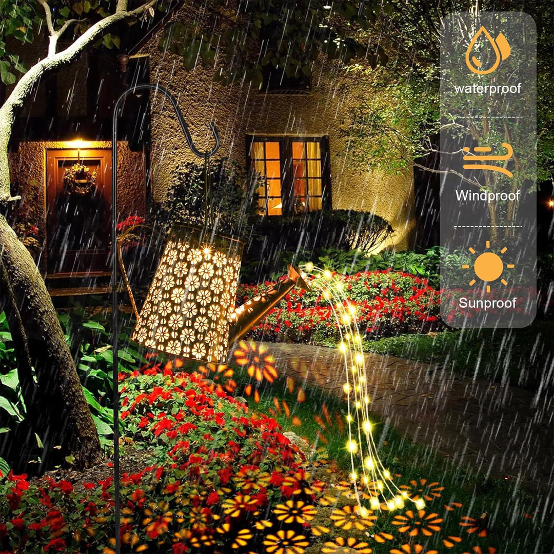 GuKKK Solar Giesskanne mit Solarlampen für Aussen, LED Lichter, Gartendeko Modern Stil, Lichterkette