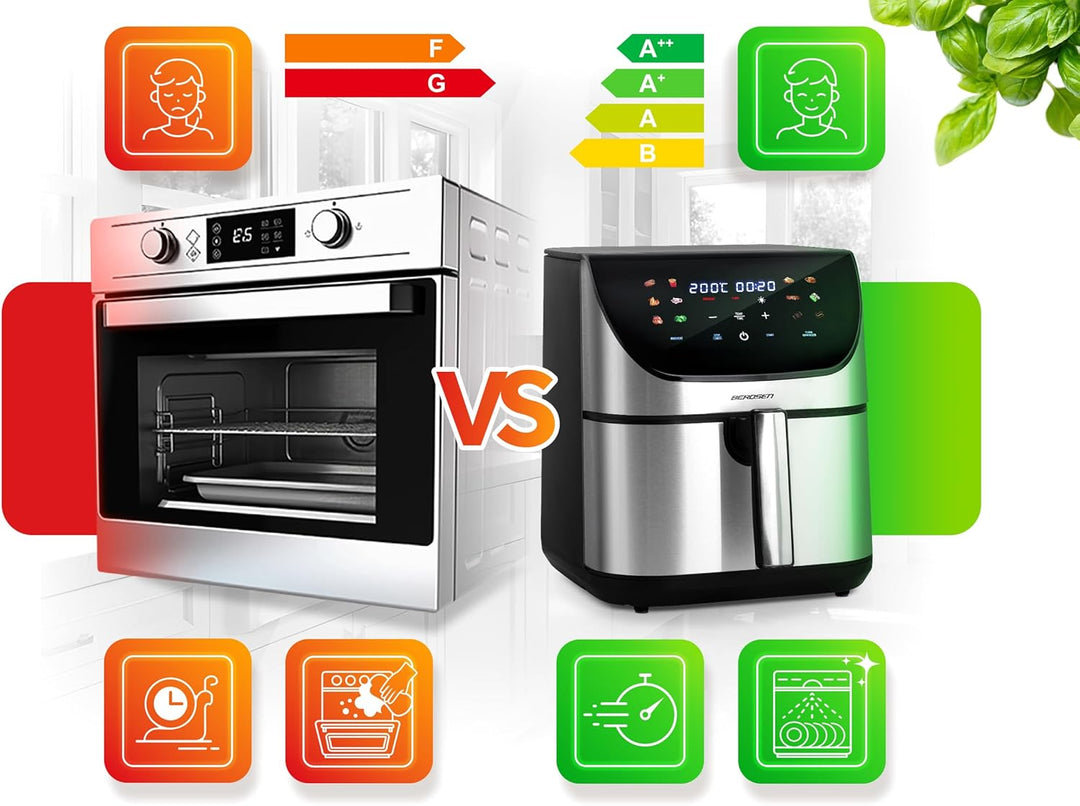 Berdsen Heissluftfritteuse XXL 8L - Airfryer mit Touchscreen - 1700W - 12 Programme - Gesund ohne Fe