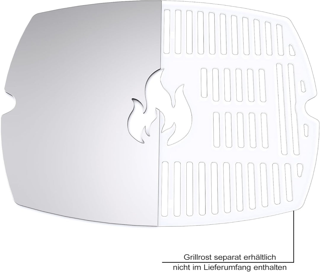 teileplus24 GRE-1-Q1P Grillplatte Plancha aus V2A Edelstahl kompatibel mit Weber Q100 | Q1120 | Q140