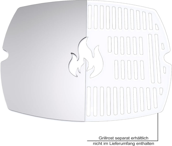 teileplus24 GRE-1-Q1P Grillplatte Plancha aus V2A Edelstahl kompatibel mit Weber Q100 | Q1120 | Q140