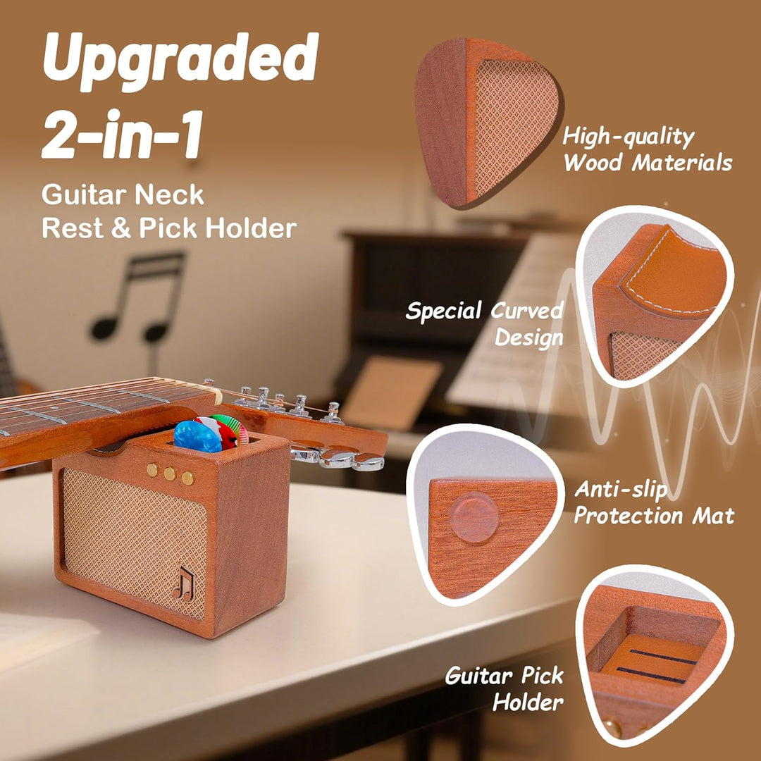 Gitarrenzubehör, Massivholz Amp Styled Guitar Neck Rest mit Pick-Halter, Luthier Tools für Gitarrist