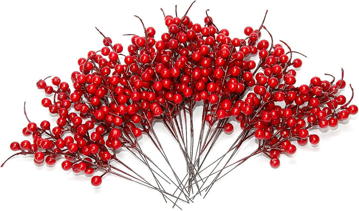 30 Stück Rote Beeren Deko, 26,7 cm künstliche rote Beerenstiele, rote künstliche Beerenzweige für We
