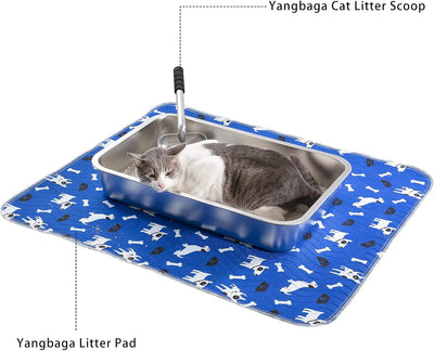 Yangbaga Edelstahl Katzentoilette für Katzen und Kaninchen, Geruchskontrolle Katzenklo in 60*40*10cm