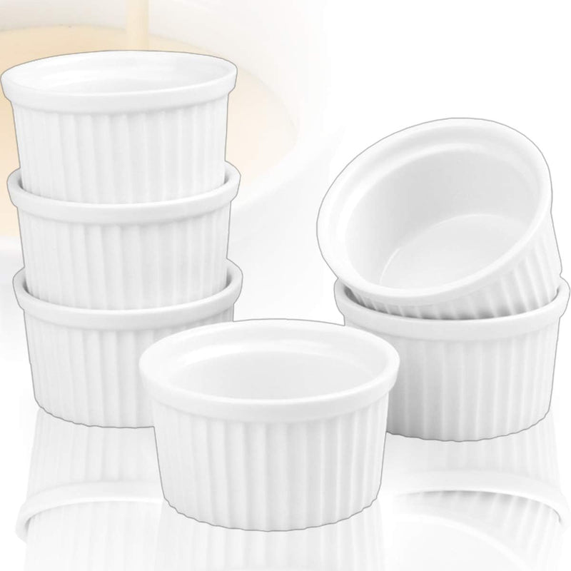 6x Schälchen Ø 9cm aus Keramik Ofenfest Creme Brulee Dessertschale Pasteten Tapas Soufflé Auflauf Fö