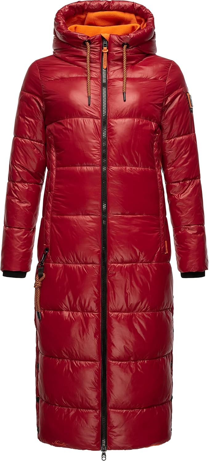 Navahoo Damen Warmer Winter Steppmantel mit Kapuze Schmuseengel XS-XXL XXL Dark Red, XXL Dark Red