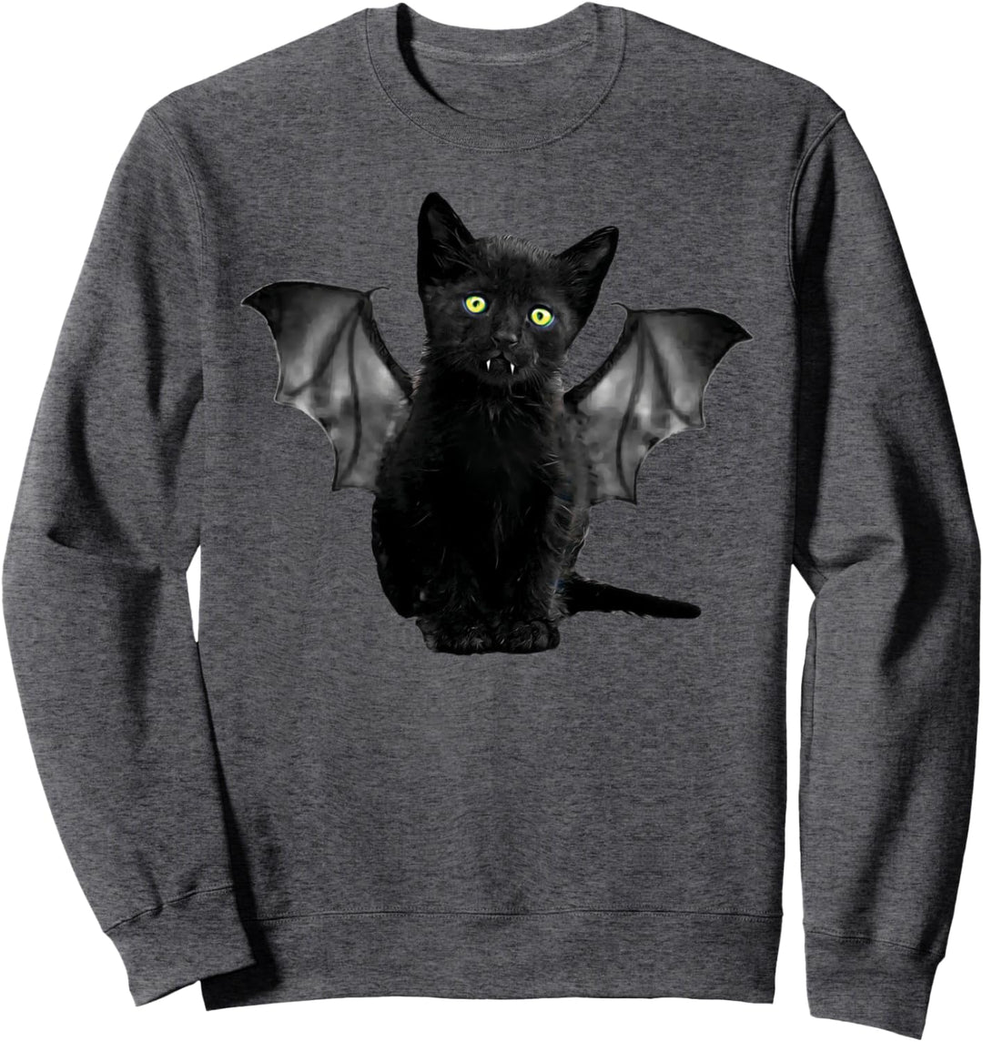 Halloween Batcat Schwarze Katze Kätzchen Fledermaus Lustiges T-Shirt Sweatshirt