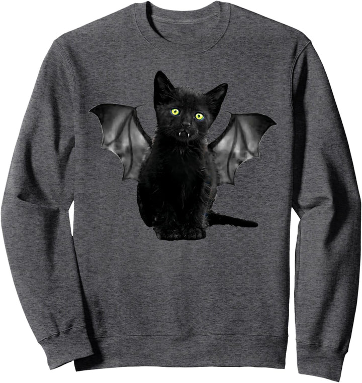 Halloween Batcat Schwarze Katze Kätzchen Fledermaus Lustiges T-Shirt Sweatshirt