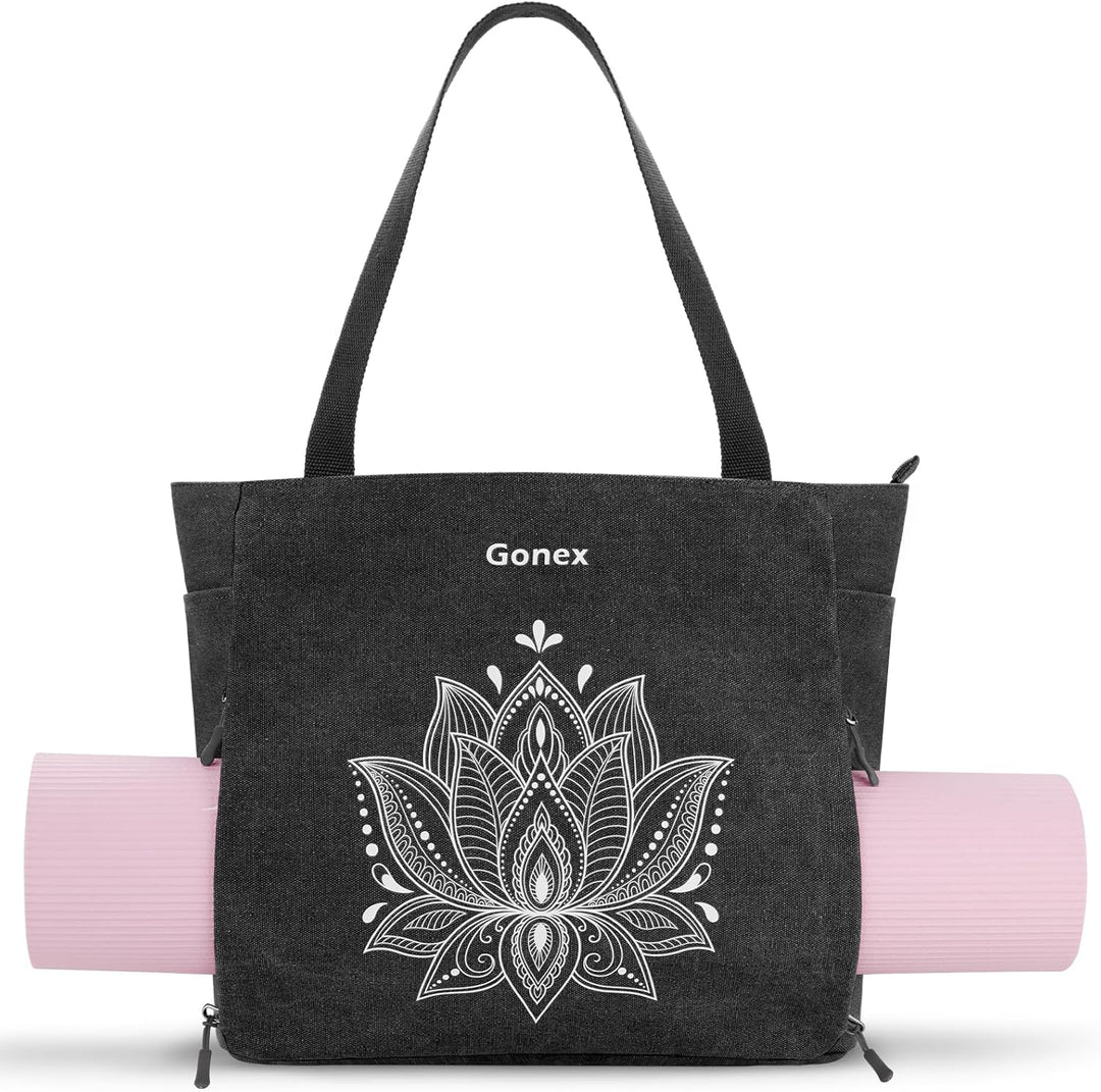 Gonex Yogatasche, Grosse Pilates Tragetasche mit Mehreren Taschen für Damen Herren, Robuste Canvas T
