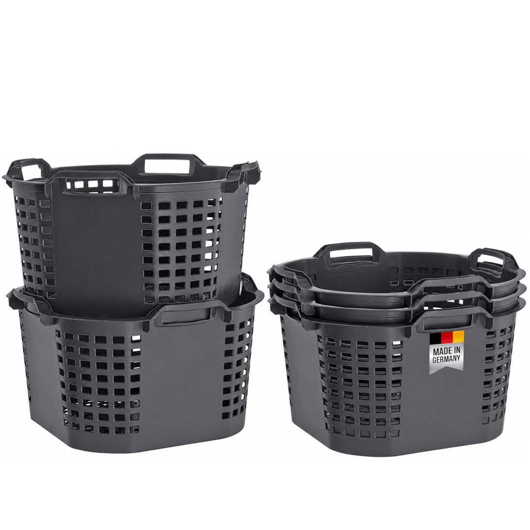 Erntekorb 50 L 5er Set Gartenkorb Grau Lebensmittelecht Obstkorb Robust 5 Stück Grau - 50 Liter, 5 S