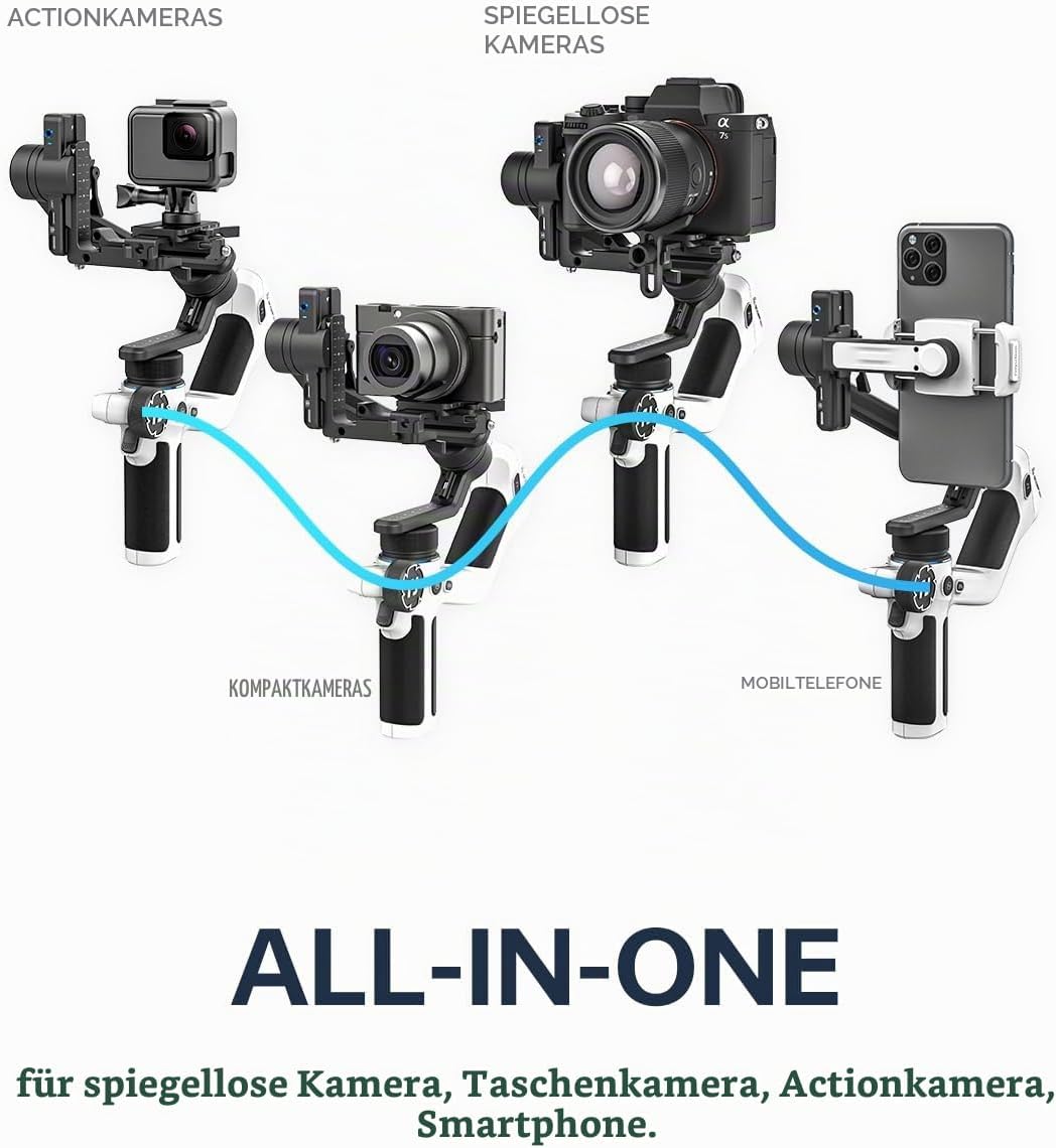 Feiyu SCORP Mini 2 Kit - AI-Tracking Stabilisator für spiegellose Kameras/Action Kamera/iPhone&amp;Samsu