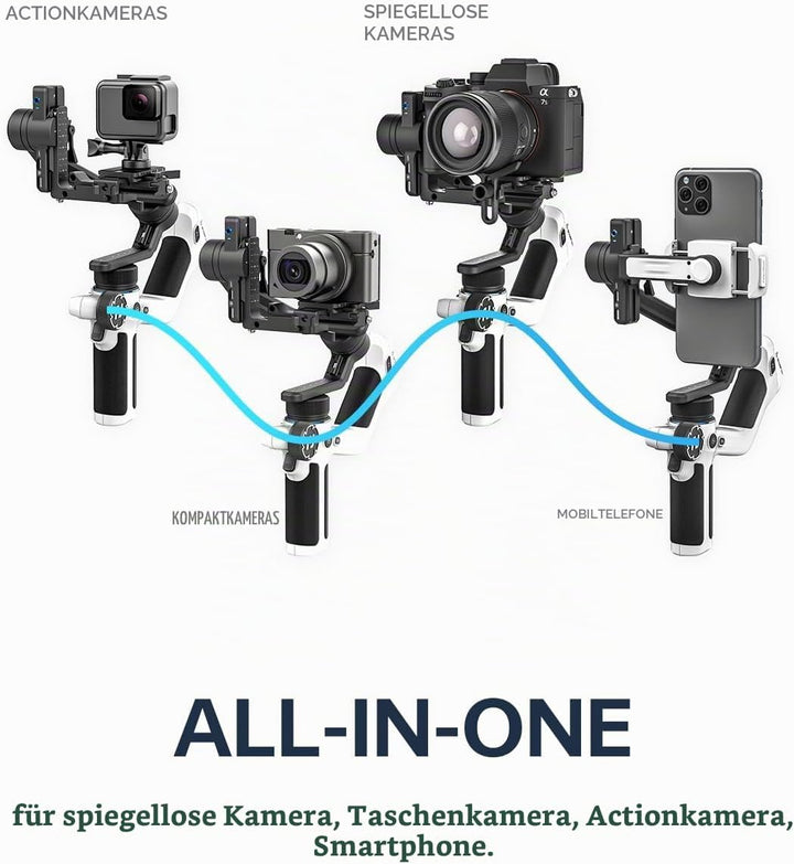 Feiyu SCORP Mini 2 Kit - AI-Tracking Stabilisator für spiegellose Kameras/Action Kamera/iPhone&amp;Samsu