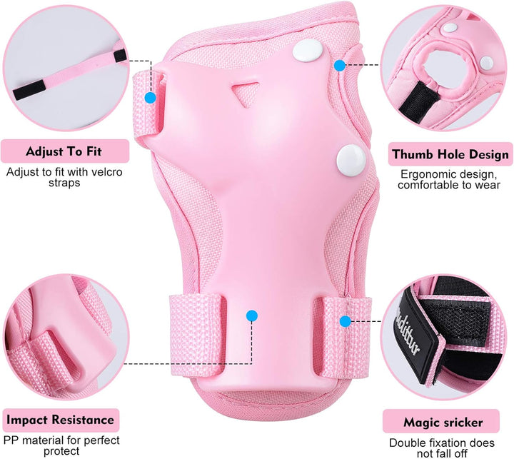 Soudittur Knieschoner Kinder Inliner Protektoren Set 3 IN 1 Knieschützer Kinder Ellenbogenschoner Ha
