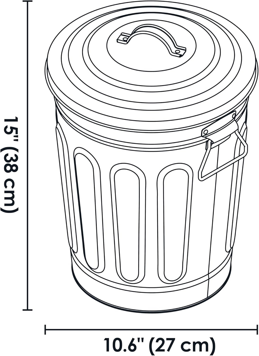 Steven Raichlen Holzkohle-/Ascheneimer mit Deckel, verzinkt, silber, 27.69x27.69x34.67 cm, SR8012