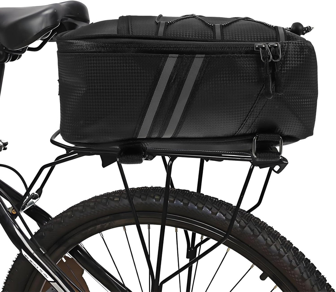 Cabilock wasserdichte Fahrradtasche aus Pu Leder Grosse Satteltasche für Gepäckträger Wiederverwendb