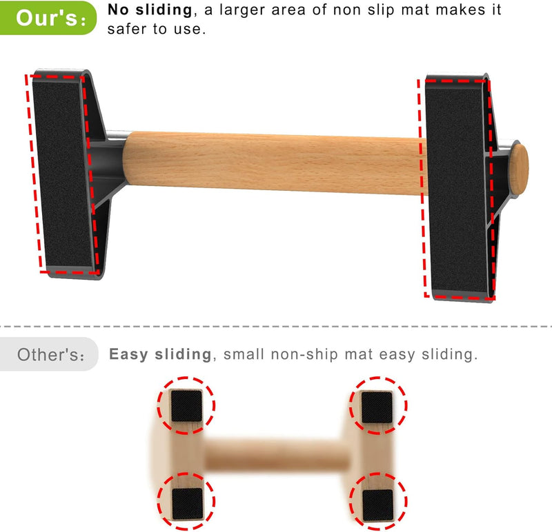 SELEWARE Liegestützgriffe mit ergonomischem Holz Griff und hochbelastbarem Stahl - Rutschfeste Push-