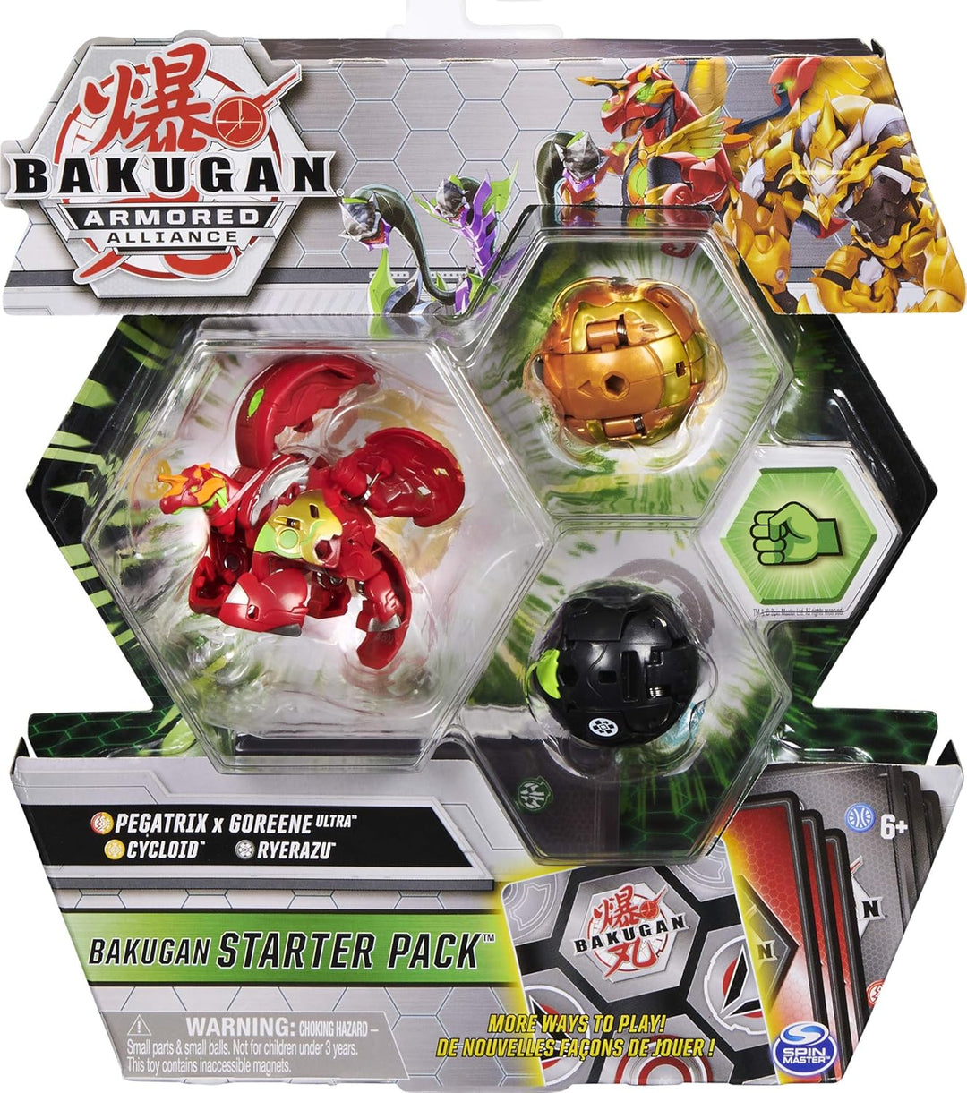 BAKUGAN Starter Pack mit 3 Armored Alliance (1 Ultra & 2 Basic Balls) inkl. Fusions-Charakteren, unt