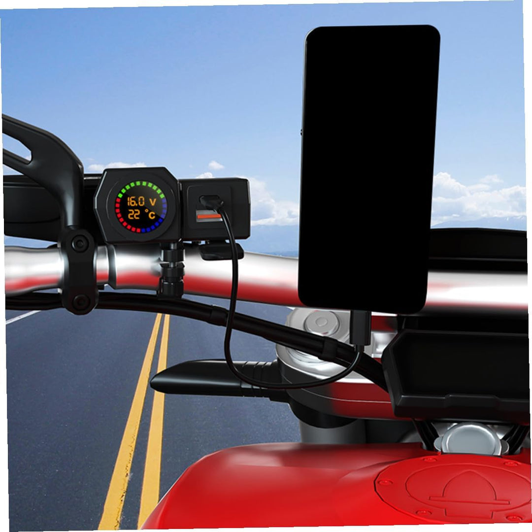 Yardwe Motorrad USB LadegeräT Dual USB -C Temperaturanzeige