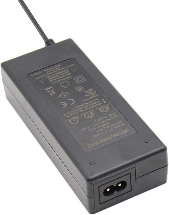 Abakoo Netzteil Ladegerät Ladekabel 42V 2A für 36V 10Ah XH370-10J Akkus mit 5,5mm x 2,5mm Rundstecke