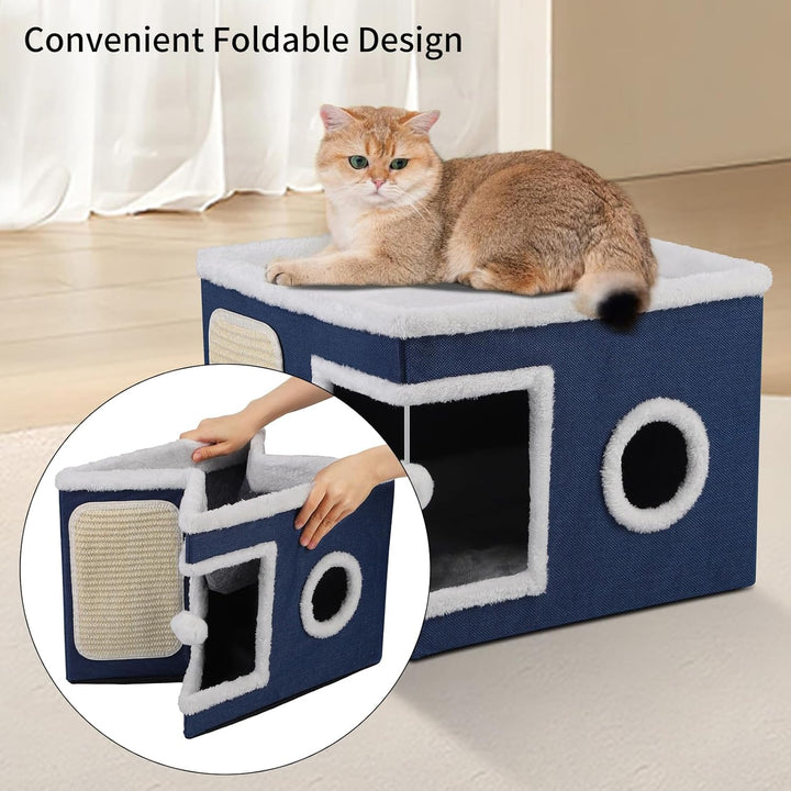 Shikha Faltbares Katzenhöhle, Katzenhaus für Indoor Katzen, 43L x 43B x 32H cm Grosse Katzenhöhle mi