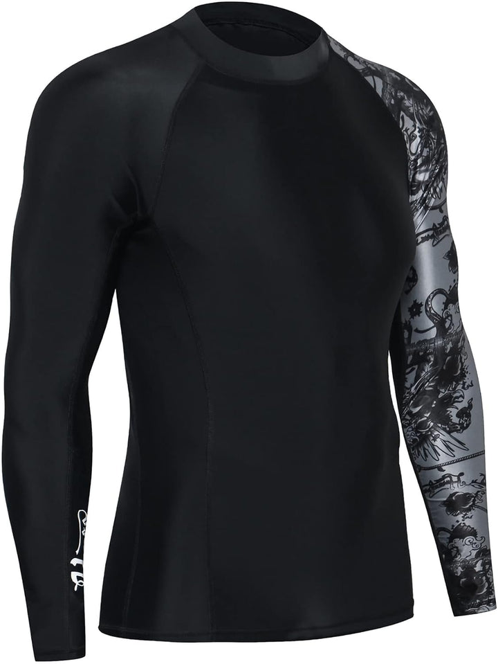 HUGE SPORTS Badeshirts für Männer UPF 50+ Schnelltrocknende Kompression Langarm Herren Rash Guard L