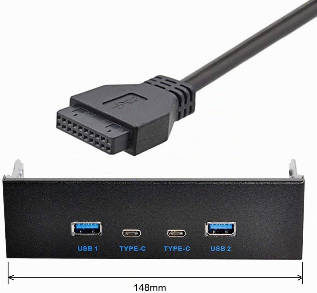 Xiwai USB-C & USB 3.0 HUB 4 Ports Frontpanel zu Motherboard 20pin Anschlusskabel für 5,25 Zoll CD-RO