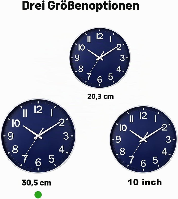 HZDHCLH 30cm Lautlos Wanduhr Schleichende Sekunde mit Arabisch Ziffer ohne Ticken für Dekoration Woh
