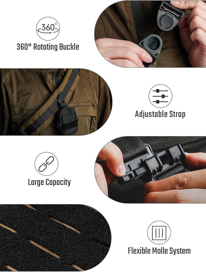 TACTICAL_GEEK Cache L3 EDC Leichter Sling Bag Chest Crossbody Bag für Herren Damen, Kompakt Bauchtas