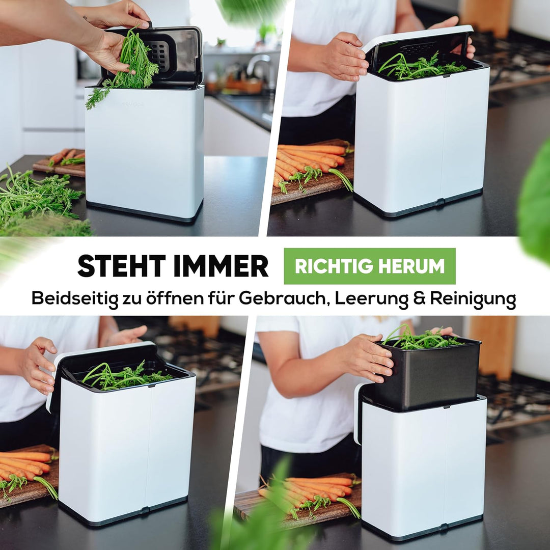 equipps Bio Mülleimer 6L | Komposteimer Küche für Bio Müll & Co | Mülleimer mit Geruchsfilter | Komp