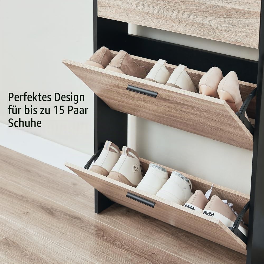 CASABEL Schuhschrank für 15 Paar – Schrank mit grossem Fassungsvermögen für Eingangsbereich, Flur –