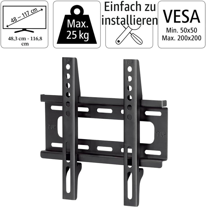 Hama TV Wandhalterung, starr (TV Wandhalterung 19-50 Zoll, VESA 50x50 bis VESA 200x200, bis 25kg, ex