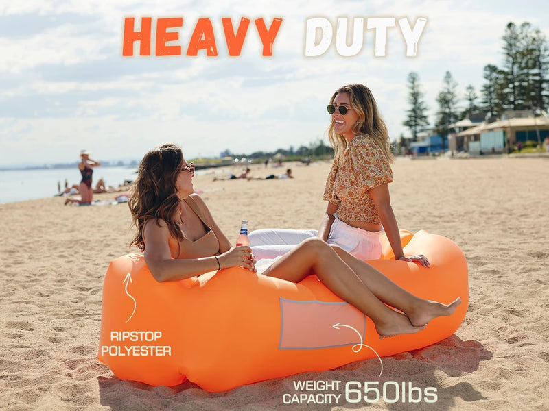 wekapo aufblasbar Air Liege, Blow Up Sofa für Camping, Reisen und Strand, Orange, Orange