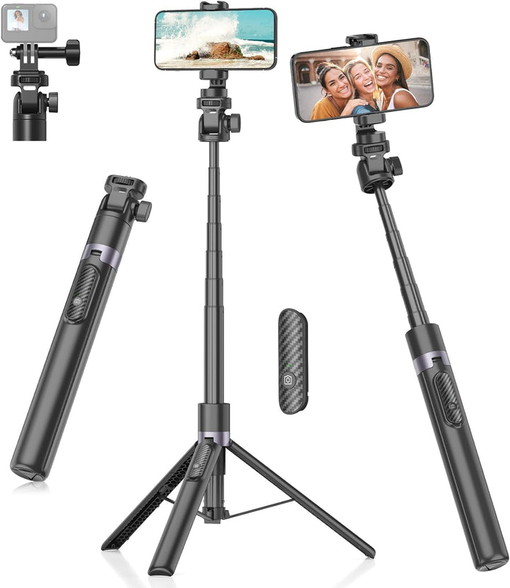 Gahenwo 173cm Selfie Stick Stativ, Einbeinstativ Tripod für Action-Kamera, All-in-1 Handy Stativ mit