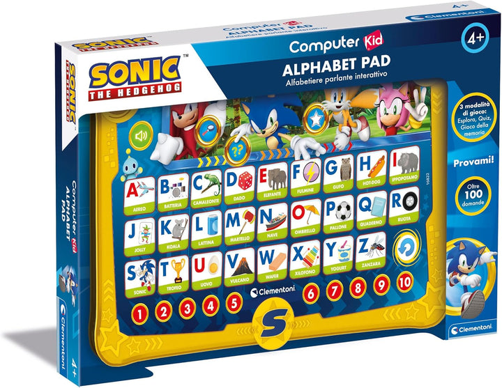 Clementoni Sonic Alphabet Pad – Lernspiel 4 Jahre, Computer Kid, elektronisches italienisches sprech