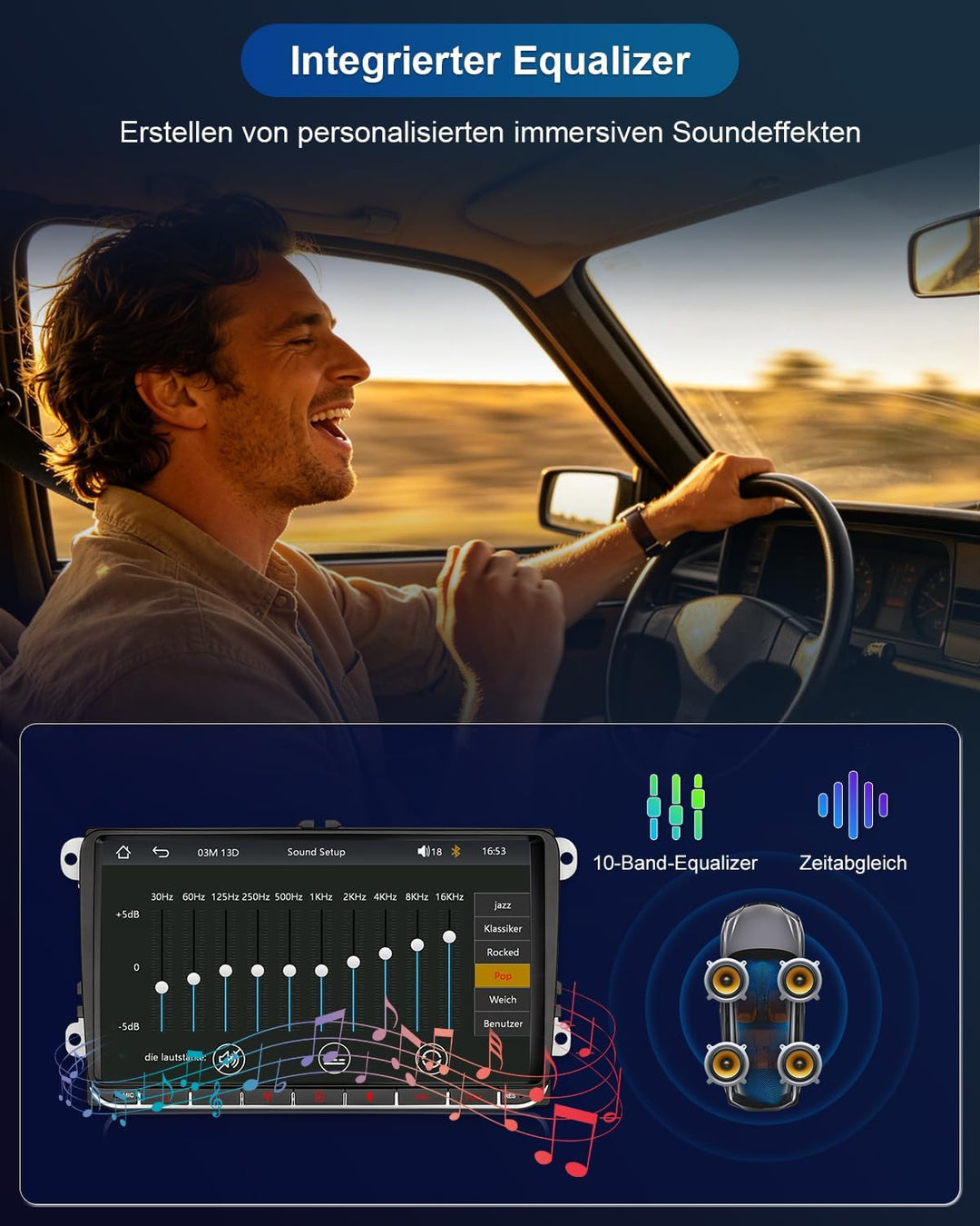 Autoradio mit Bildschirm für VW Golf 5 6 T5 Polo 6R Passat Caddy Touran Seat Skoda, 9 Zoll Golf Radi