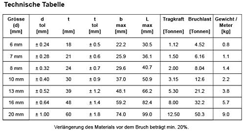 Jumbo-Shop Forstkette Schleifkette 8mm Rückekette - 1m Tragfähigkeit=2000kg SET - Anschlagkette Kett