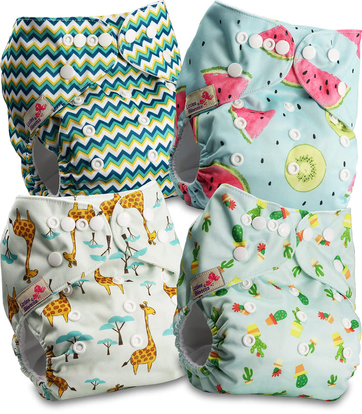 Littles and Bloomz FLP2-0401 Windel, wiederverwendbar, Standard-Popper, 4 Windeln 0401 4 Stück (1er