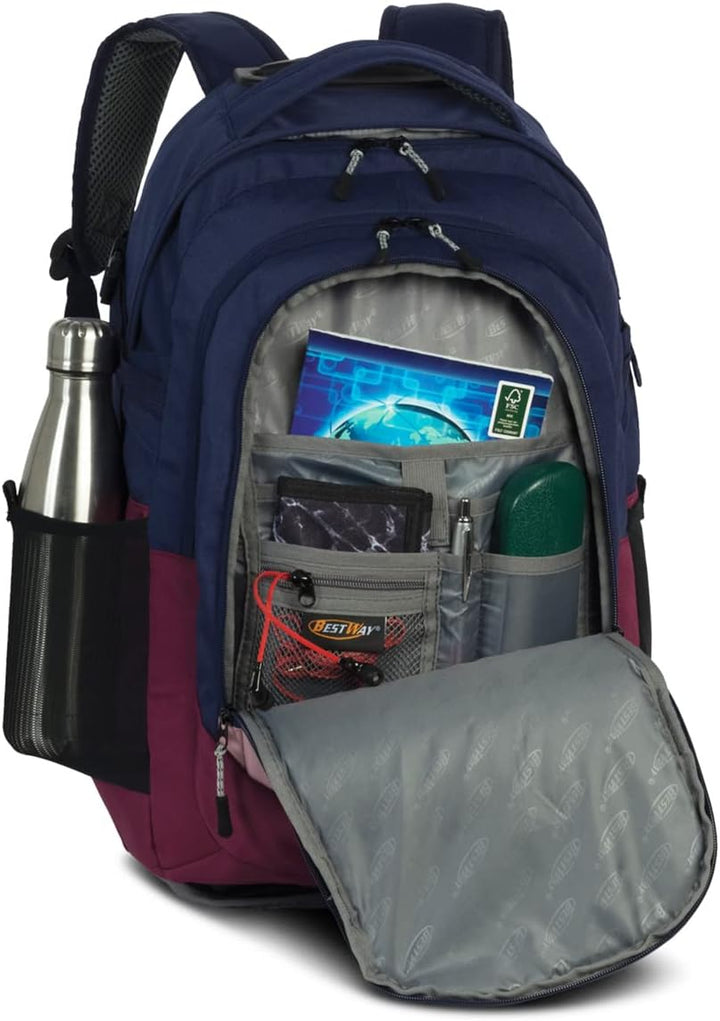 Fabrizio Bestway 2 Rad Rucksack Trolley Schultrolley Backpack Schulranzen mit Rollen, Farbe:Dunkelbl