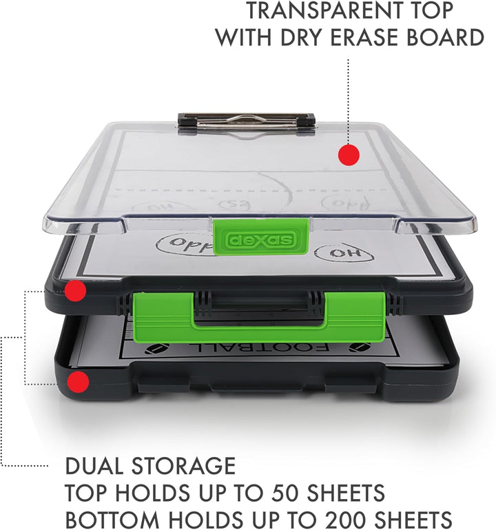 Dexas Clearview Clipcase Dry Erase Klemmbrett, 34 x 24 cm, Grün Grün Klemmbrett, Grün Klemmbret