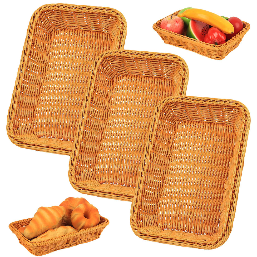 3er set Brötchenkorb Rechteckig, Flechtkorb, Brotkorb Geflochten, Weidenkörbchen, Brotkörbe, Brotkör